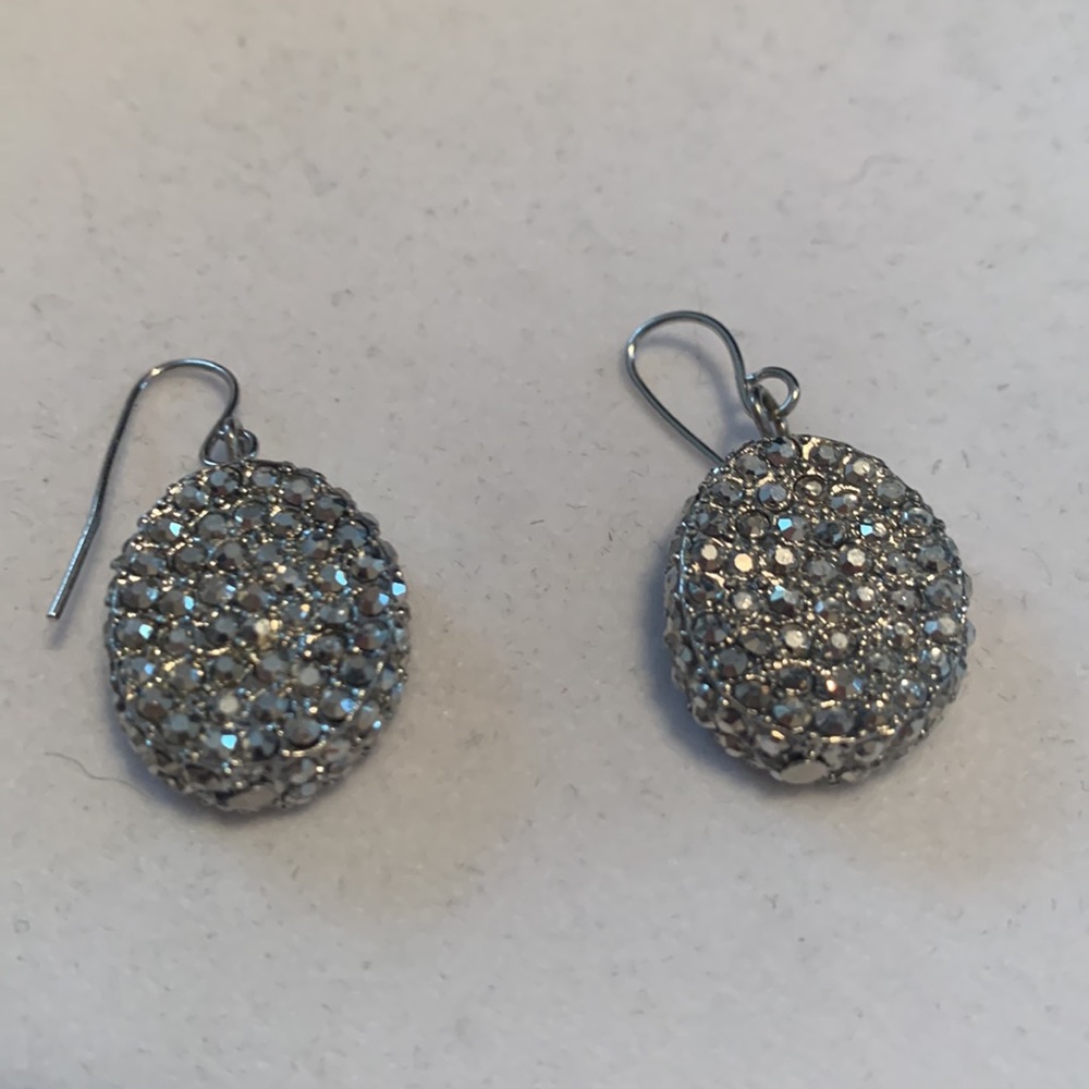 Bling Drop Silver Tone Round Earrings